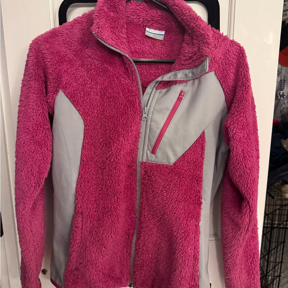 Columbia Pink Utility Jacket with Fleece Material and High Collar